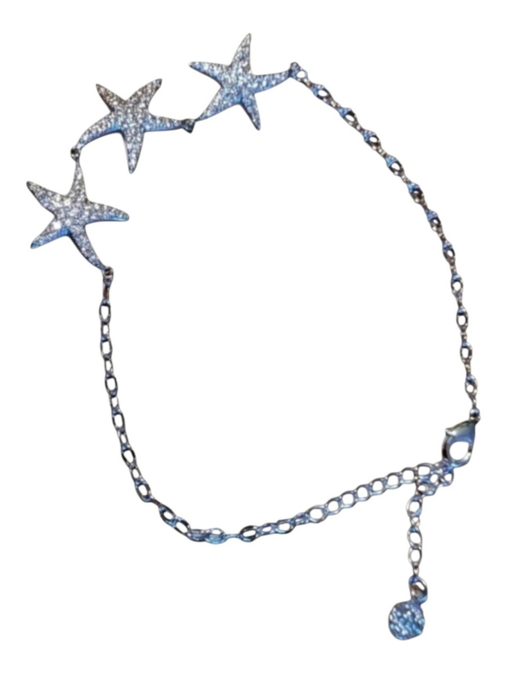 Crystal Starfish Anklet in Silver